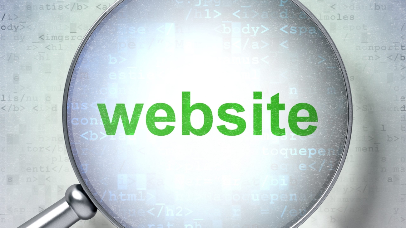 SEO web development concept: magnifying optical glass with words Website on digital background, 3d render
